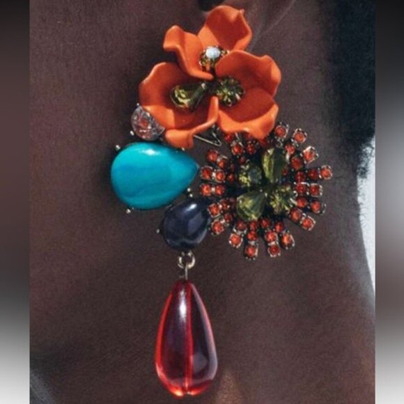 Zara Jewelry - New! Zara Flower Statement Earrings NWOT